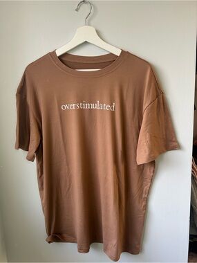 Overstimulated Oversized Graphic Tee - Brown